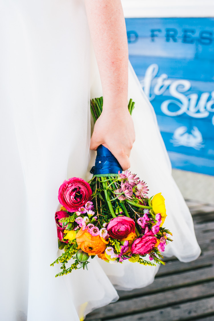 Flowers Bouquet Ranunculus Craspedia Eucalyptus Wax Flowers Astrantia Roma Yellow Orange Pink Bride Bridal Alternative Home Made Colourful Wedding http://allisondeweyphotography.co.uk/