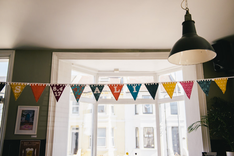 Personalised Bunting Alternative Home Made Colourful Wedding http://allisondeweyphotography.co.uk/