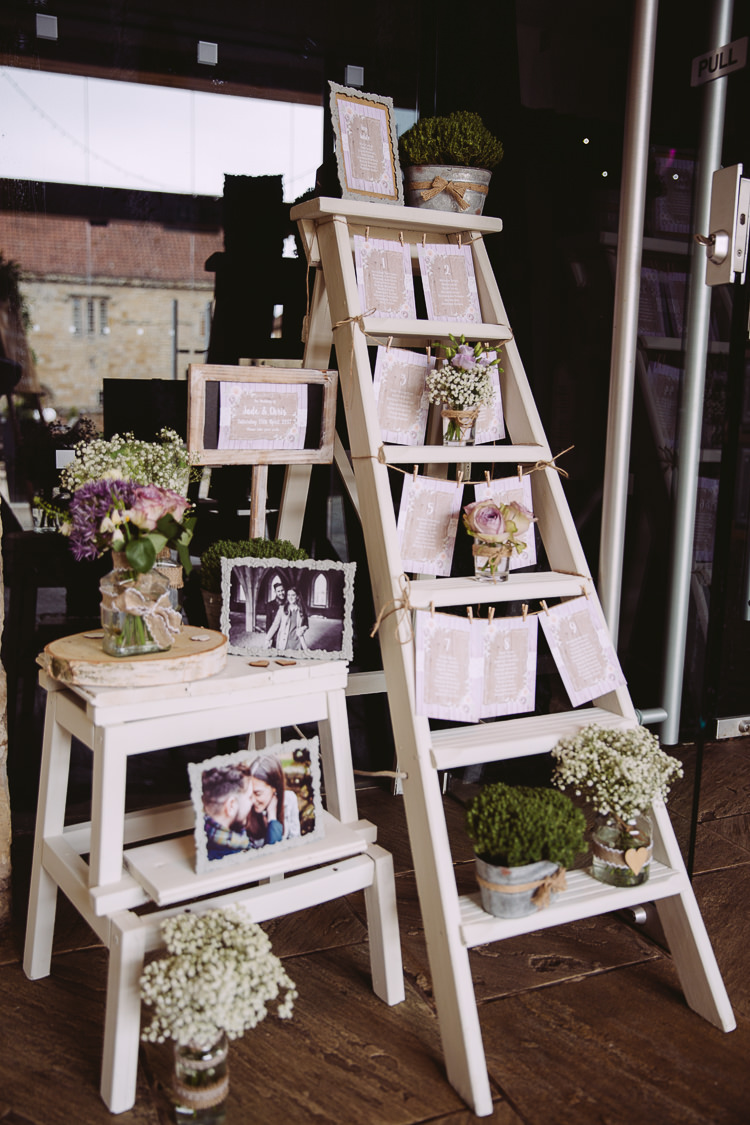 Ladder Pot Plants Tin Seating Plan Table Chart Romantic Soft Pastel Pretty Wedding http://hayleybaxterphotography.com/