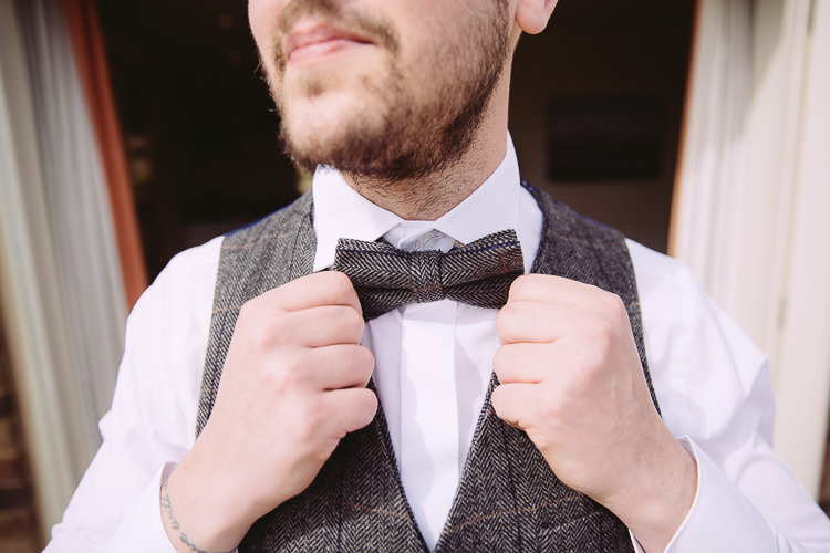 Tweed Bow Tie Groom Romantic Soft Pastel Pretty Wedding http://hayleybaxterphotography.com/