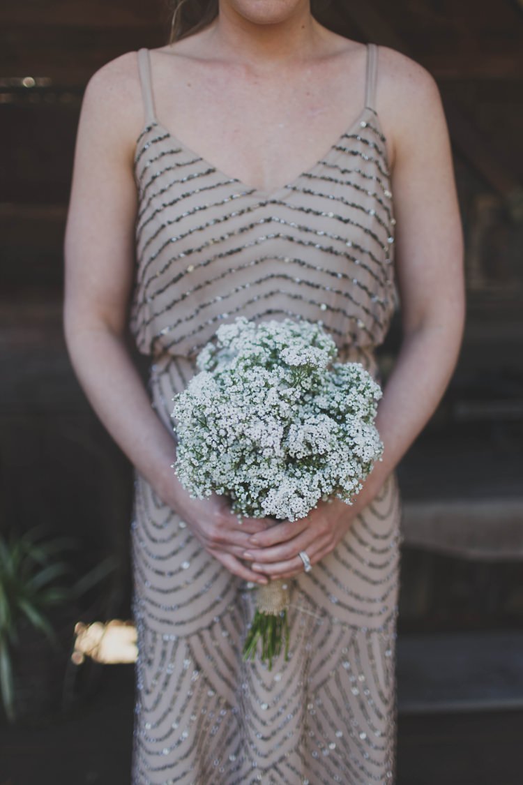 Bridesmaid Dress Sparkle Sequins Baby's Breath Bouquet Glam Twinkling Ranch Wedding Florida https://www.stacypaulphotography.com/