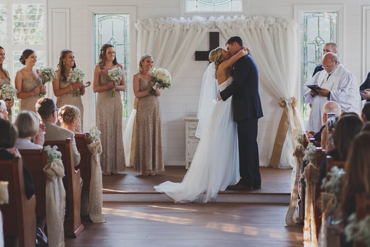 Bride Groom Kiss Ceremony Glam Twinkling Ranch Wedding Florida https://www.stacypaulphotography.com/