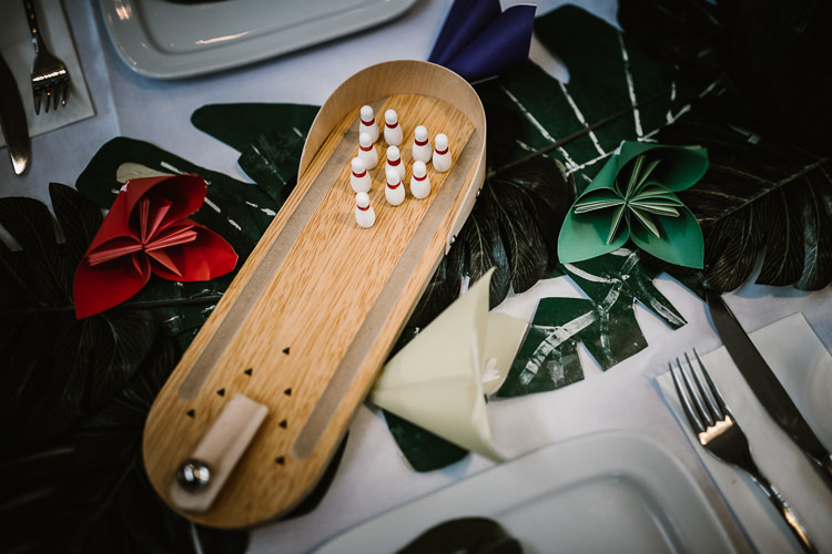 Skittles Game Table Laid Back Local London Lido Wedding http://andrewbrannanphotography.co.uk/
