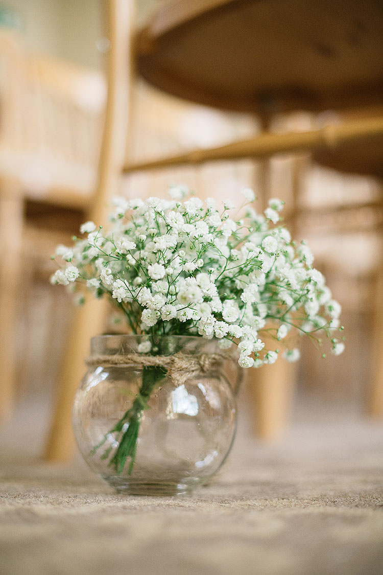 Jar Vase Flowers Gyp Gypsophila Baby Breath Charming Natural Countryside Tipi Wedding http://www.pauljosephphotography.co.uk/