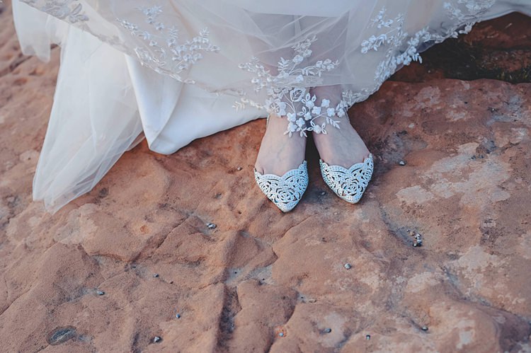 Bride Shoes Windy Valley of Fire Wedding Nevada https://cactusandlaceweddings.com/