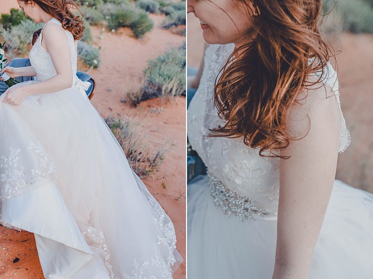 Bride Dress Lace Windy Valley of Fire Wedding Nevada https://cactusandlaceweddings.com/
