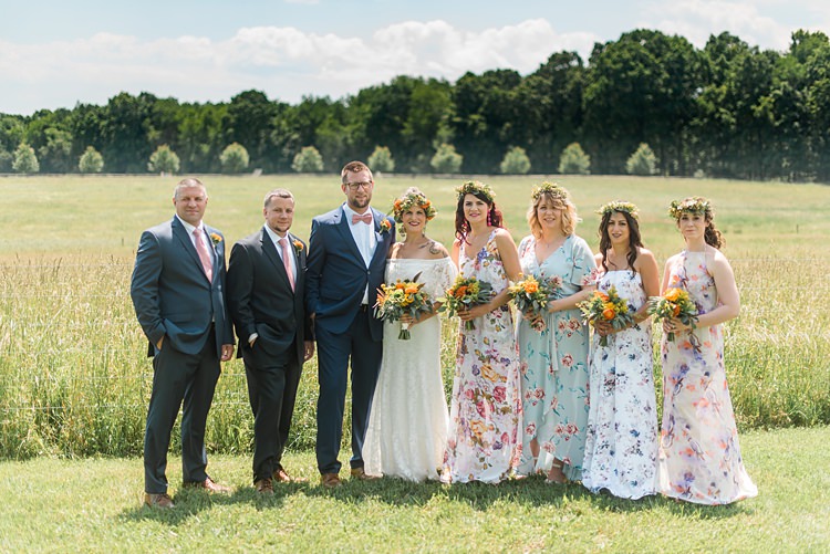 Bridal Party Mismatched Bridesmaids Colourful Bohemian Barn Wedding Pennsylvania http://www.dawn-derbyshire.com/