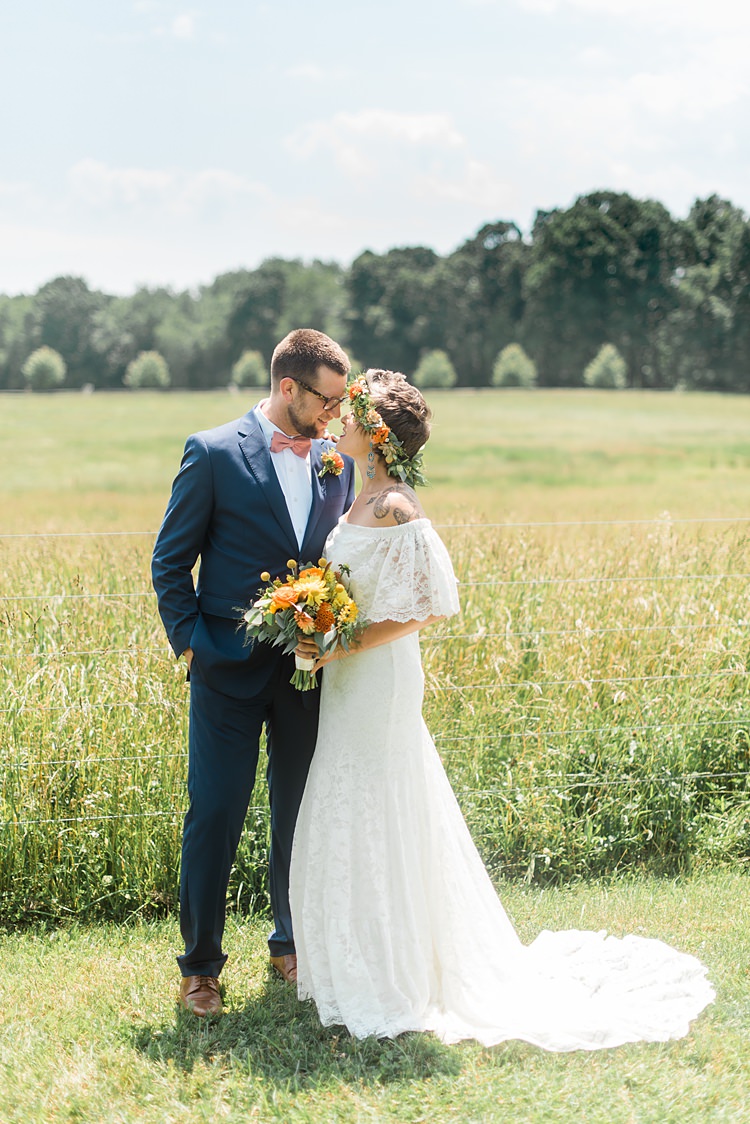 Bride Groom Close Landscape Colourful Bohemian Barn Wedding Pennsylvania http://www.dawn-derbyshire.com/