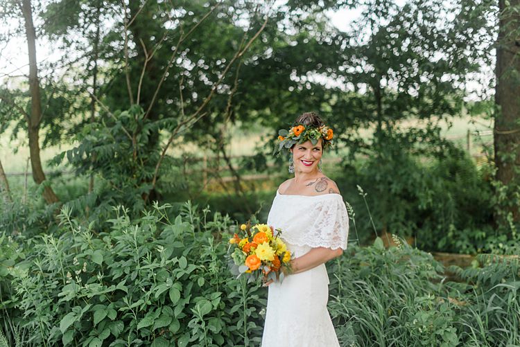 Bride Floral Crown Colourful Bohemian Barn Wedding Pennsylvania http://www.dawn-derbyshire.com/