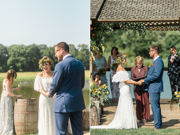 Ceremony Colourful Bohemian Barn Wedding Pennsylvania http://www.dawn-derbyshire.com/
