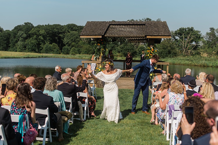 Recessional Bride Groom Ceremony Colourful Bohemian Barn Wedding Pennsylvania http://www.dawn-derbyshire.com/