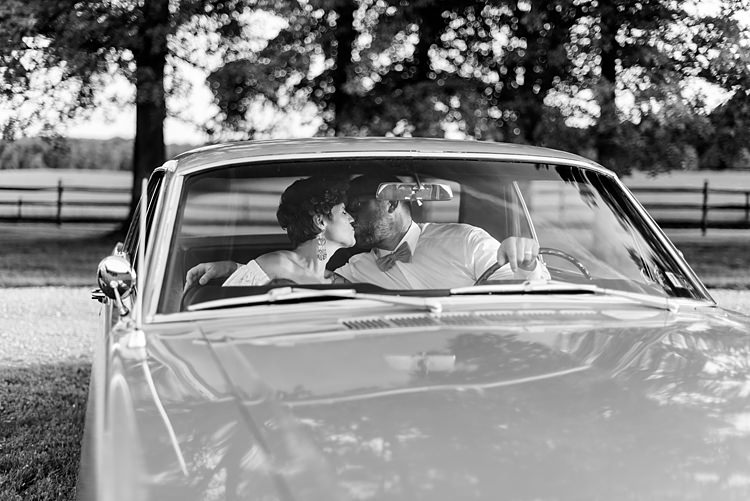 Bride Groom Car Kiss Colourful Bohemian Barn Wedding Pennsylvania http://www.dawn-derbyshire.com/