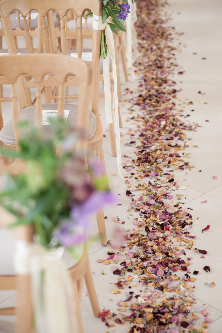 Petals Confetti Aisle Pew End Chairs Ceremony Room Decor Summer Festival Country Estate Wedding http://kerryannduffy.com/
