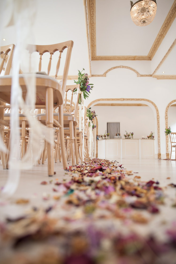 Confetti Petals Aisle Ceremony Pew End Chair Decor Room Summer Festival Country Estate Wedding http://kerryannduffy.com/