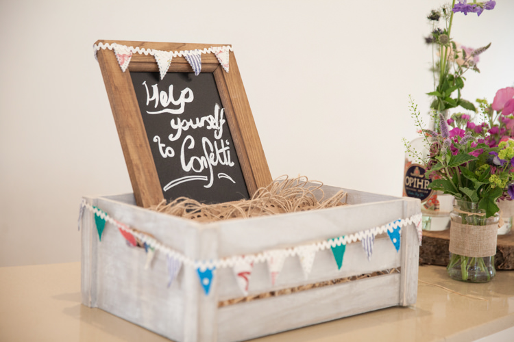 Confetti Crate Box Sign Petals Bunting Summer Festival Country Estate Wedding http://kerryannduffy.com/