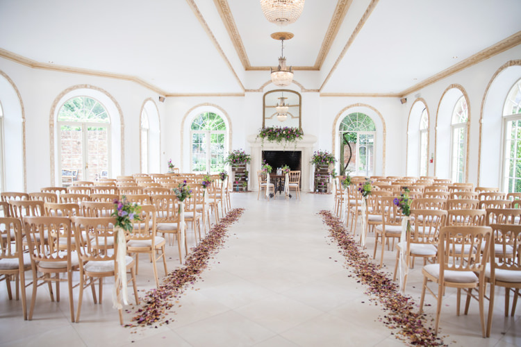 Northbrook Park Ceremony Room Petals Flowers Confetti Summer Festival Country Estate Wedding http://kerryannduffy.com/