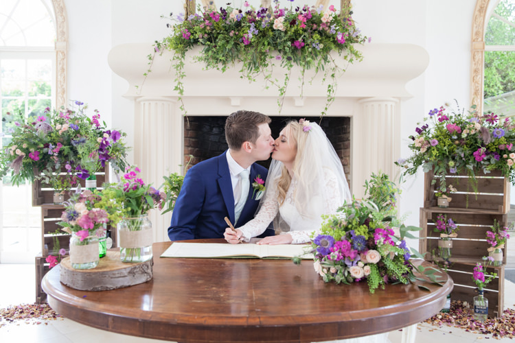 Ceremony Table Flowers Crates Fireplace Mantle Summer Festival Country Estate Wedding http://kerryannduffy.com/