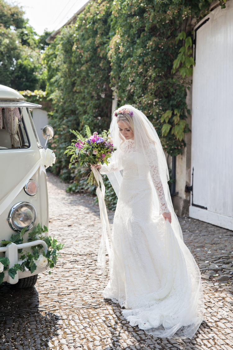 Lace Dress Gown Sleeves Bride Bridal Veil Summer Festival Country Estate Wedding http://kerryannduffy.com/