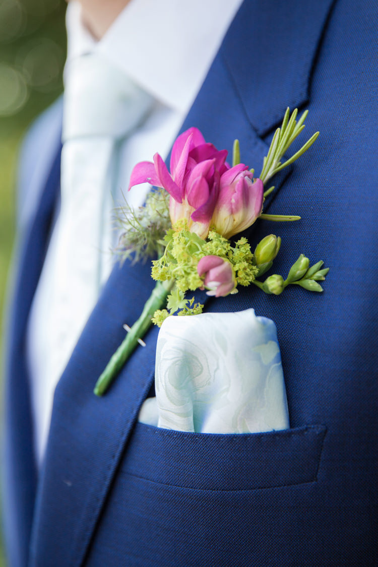 Buttonhole Groom Pink Rosemary Herb Summer Festival Country Estate Wedding http://kerryannduffy.com/