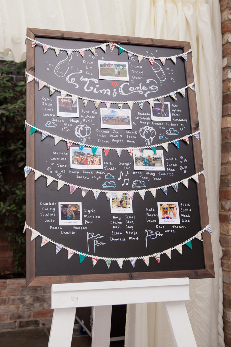 Chalk Board Black Bunting Photo Table Seating Plan Chart Summer Festival Country Estate Wedding http://kerryannduffy.com/