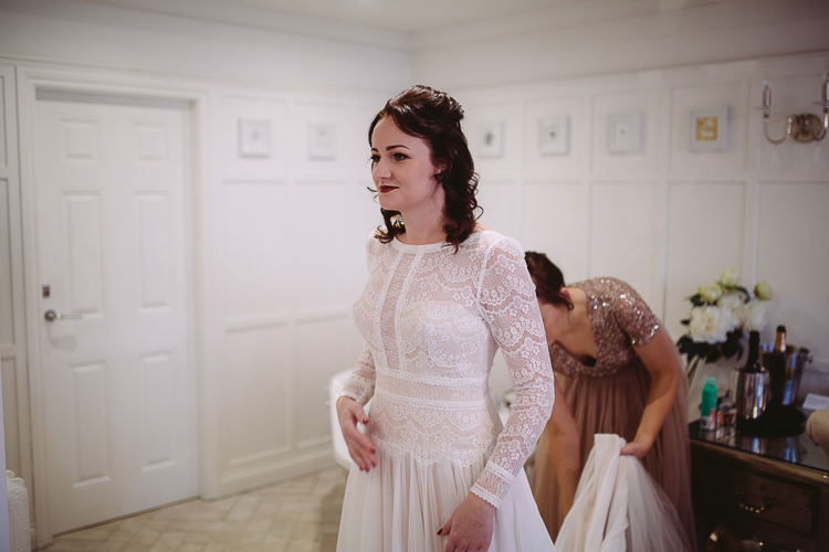 Lace Sleeves Dress Bride Bridal Simple Cosy Country Winter Wedding http://hayleybaxterphotography.com/