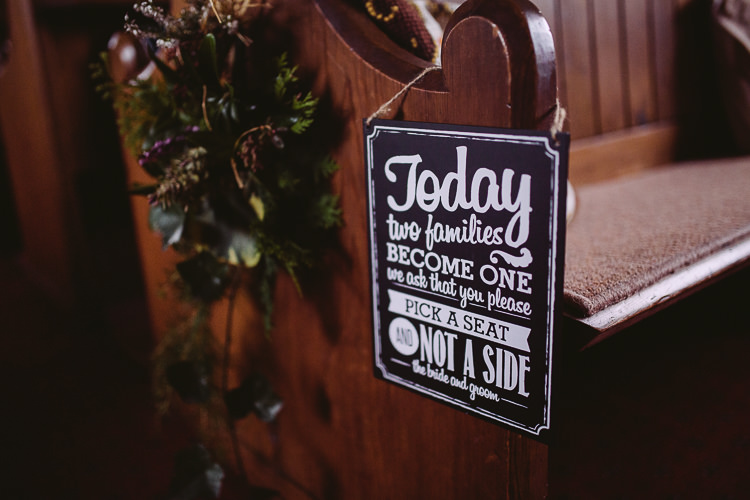 Ceremony Sign Seating Simple Cosy Country Winter Wedding http://hayleybaxterphotography.com/