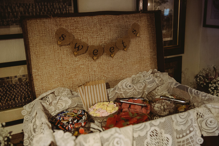 Suitcase Sweet Table Simple Cosy Country Winter Wedding http://hayleybaxterphotography.com/