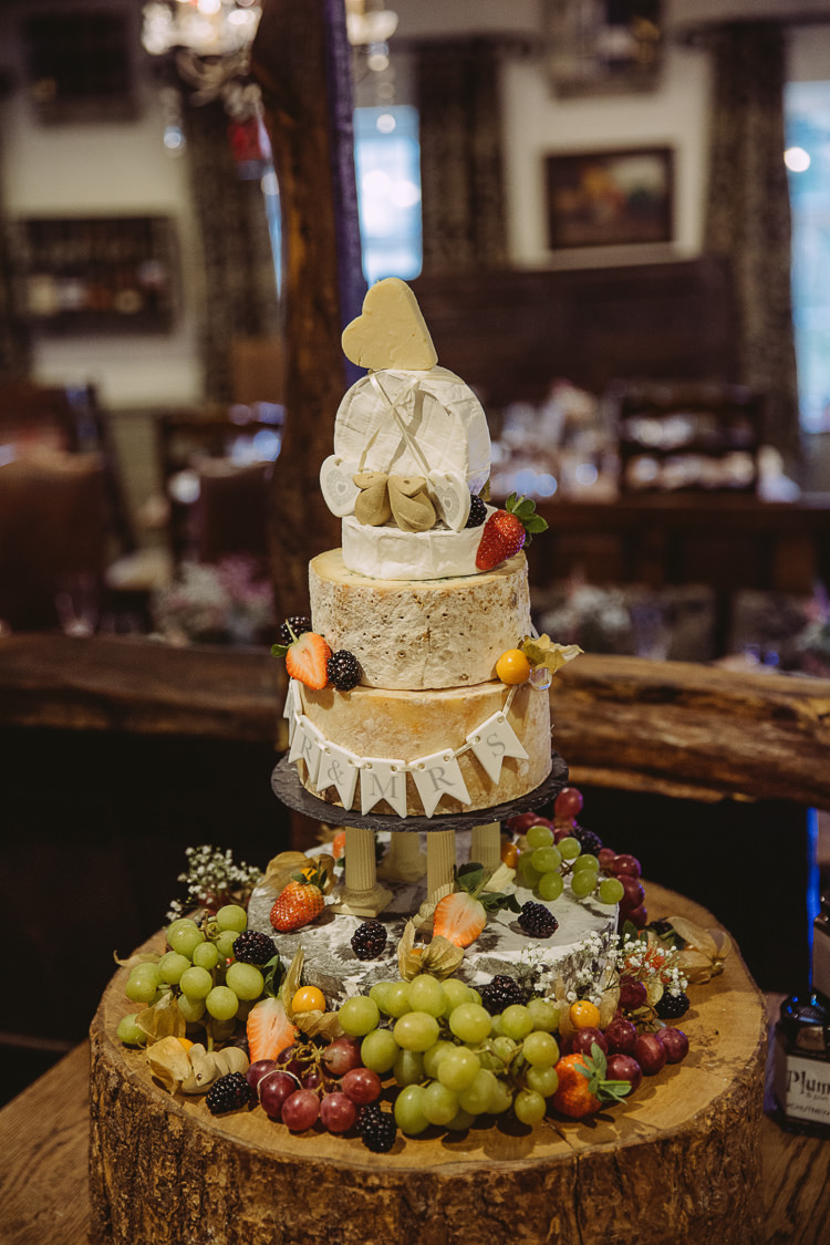 Cheese Tower Cake Fruit Simple Cosy Country Winter Wedding http://hayleybaxterphotography.com/