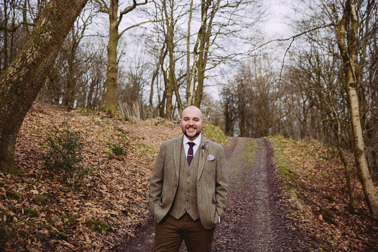 Brown Tweed Suit Groom Simple Cosy Country Winter Wedding http://hayleybaxterphotography.com/