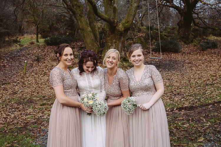 Glitter Sequin Top Bridesmaid Dresses Blush Simple Cosy Country Winter Wedding http://hayleybaxterphotography.com/