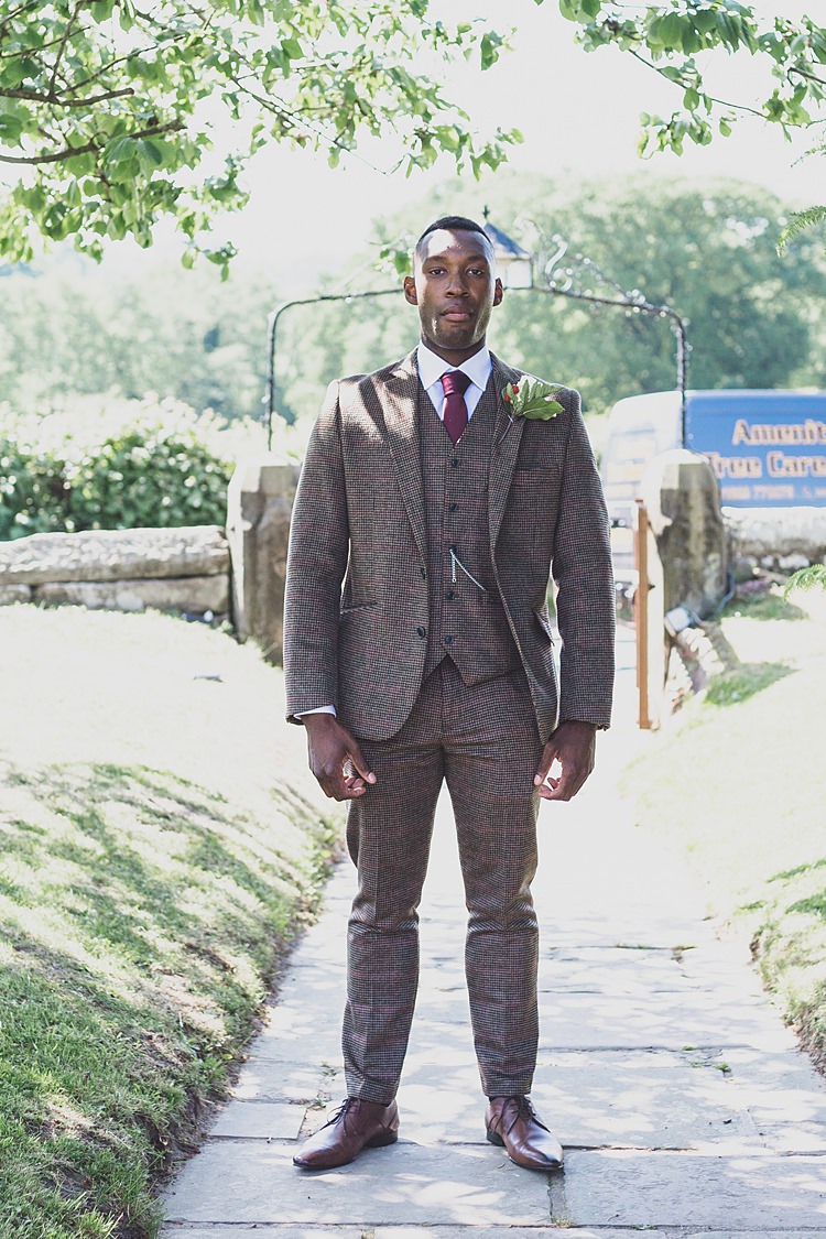 Tweed Suit Groom Red Tie Tan Shoes Big Stylish Outdoors Glamping Wedding https://www.jessyarwood.co.uk/