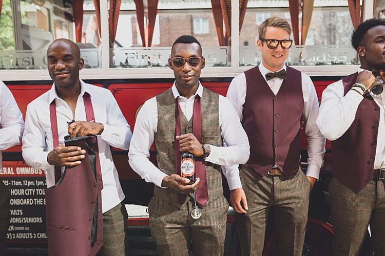 Tweed Burgundy Groomsmen Groom Waistcoat Bow Tie Sunglasses Big Stylish Outdoors Glamping Wedding https://www.jessyarwood.co.uk/