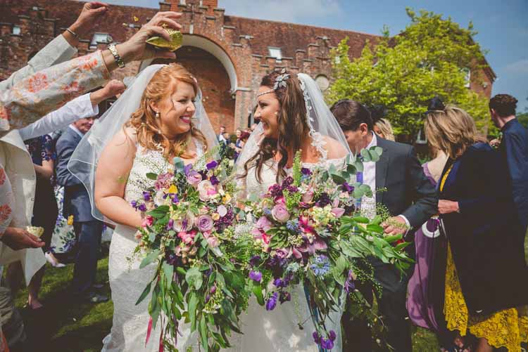 Brides Bridal A Line Veil Sweetheart Bouquet Trailing sleeves Champagne Lace Hairpiece Confetti Shot Moment Eclectic Floral Fun Wedding http://www.photographybypaloma.co.uk/