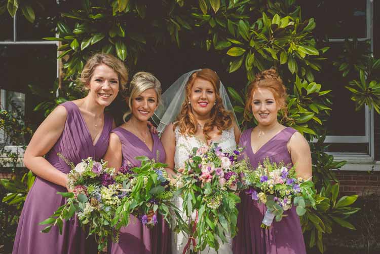 Brides Bridal A Line Veil Sweetheart Bouquet Trailing Champagne Lace Sexyher Bridesmaids Pink Purple Eclectic Floral Fun Wedding http://www.photographybypaloma.co.uk/