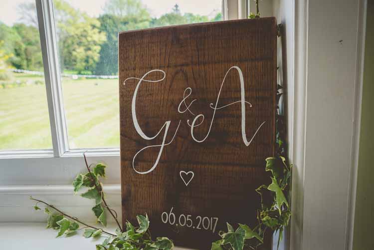 Wooden Sign Signage Modern Calligraphy Hand Painted Initials Date Ivy Eclectic Floral Fun Wedding http://www.photographybypaloma.co.uk/