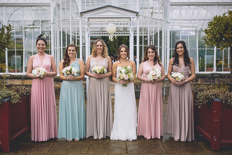 Multicoloured Multiway Bridesmaid Dresses Long Maxi Darling Pale Pastels Conservatory Wedding http://storyandcolour.co.uk/
