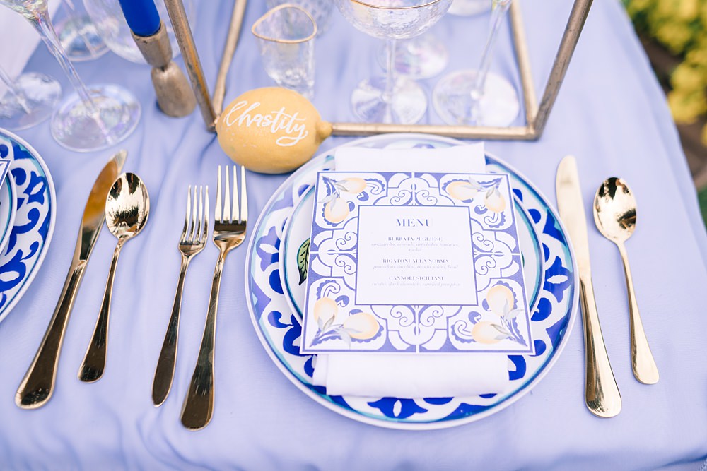 Summer Wedding Idea Lemon Place Name Paige Mary Photography