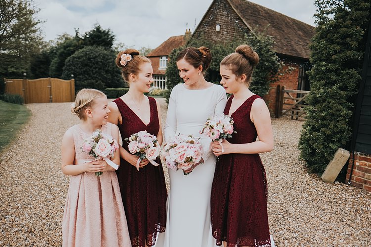 Short Bridesmaid Dresses Lace Burgundy Blush Minimal Elegant Barn Wedding http://www.rosshurley.com/