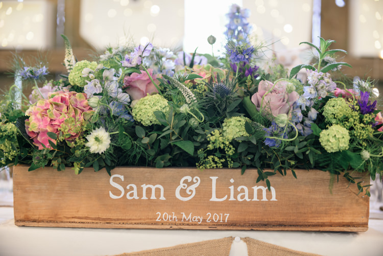 Personalised Crate Flowers Pink Blue Camp Festival Style Chilled Wedding http://www.memoriesmilestones.co.uk/