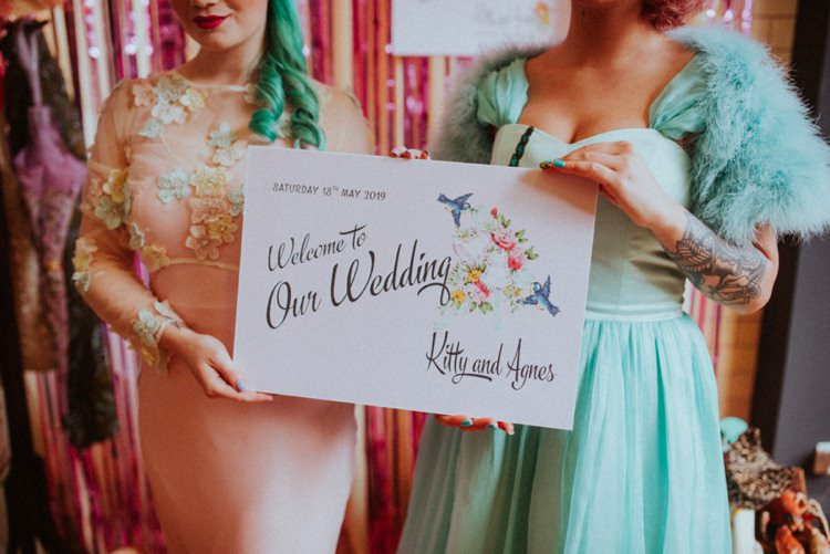 Welcome Sign Floral Stationery Retro Kitsch Pastel Mint Pink Wedding Ideas http://www.beckyryanphotography.co.uk/