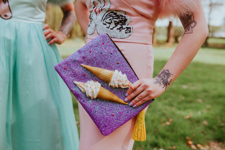 Ice Cream Clutch Bag Retro Kitsch Pastel Mint Pink Wedding Ideas http://www.beckyryanphotography.co.uk/