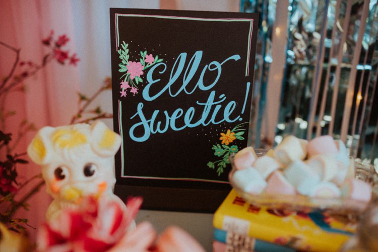 Sweetie Table Sign Retro Kitsch Pastel Mint Pink Wedding Ideas http://www.beckyryanphotography.co.uk/