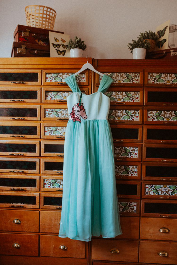 Unicorn Dress Bride Bridal Gown Retro Kitsch Pastel Mint Pink Wedding Ideas http://www.beckyryanphotography.co.uk/