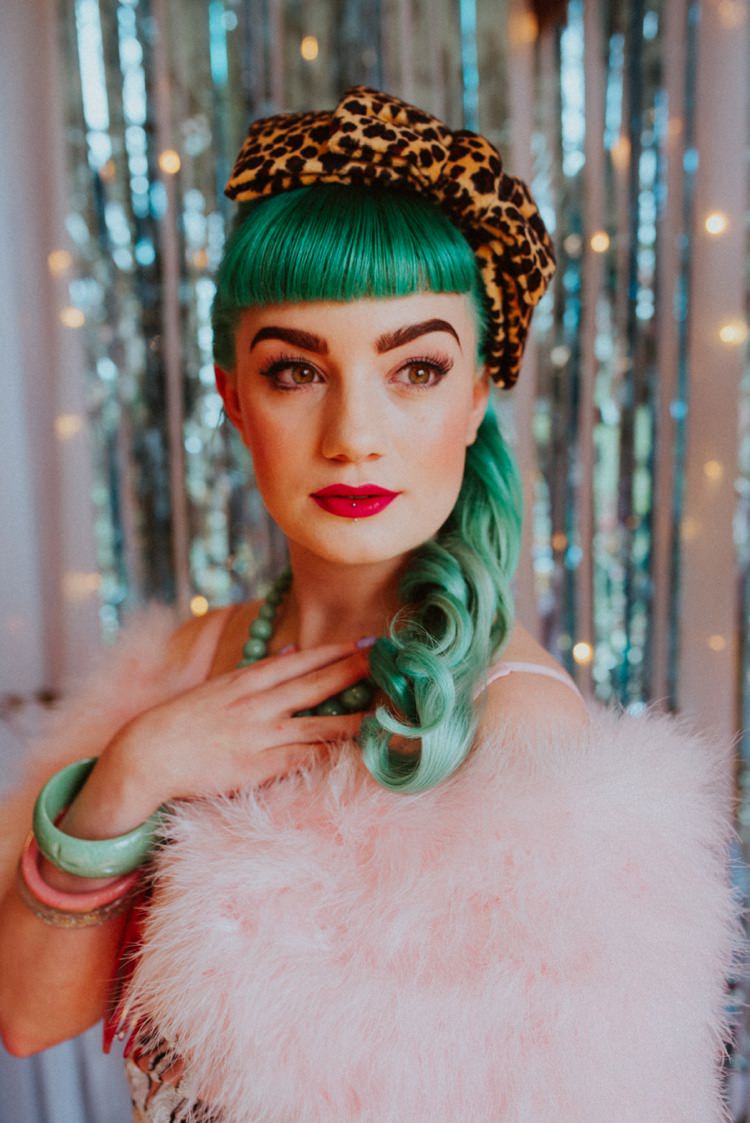 Vintage Make Up Bride Bridal Green Hair Retro Kitsch Pastel Mint Pink Wedding Ideas http://www.beckyryanphotography.co.uk/