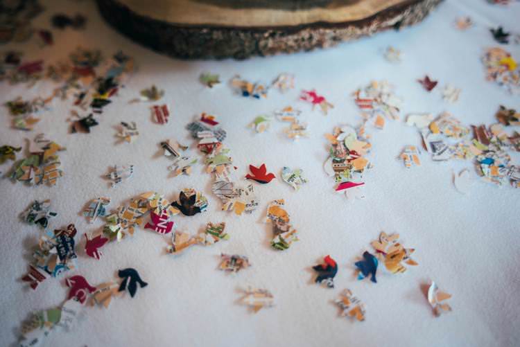 Book Table Confetti Colourful Hand Made Rustic Barn Flower Filled Wedding http://www.threeflowersphotography.co.uk/