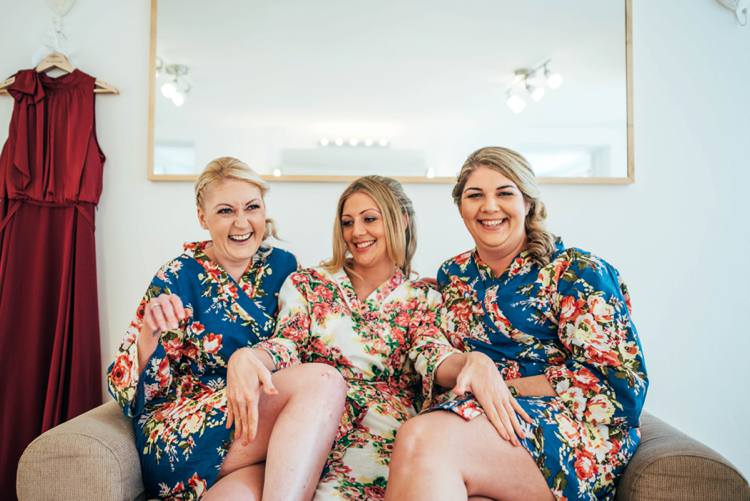 Floral Dressing Gowns Bridesmaids Colourful Hand Made Rustic Barn Flower Filled Wedding http://www.threeflowersphotography.co.uk/