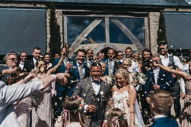 Confetti Throw Eclectic Cool Glam Barn Wedding http://luciusfoxphotography.com/ http://www.stevebridgwoodphotography.co.uk/