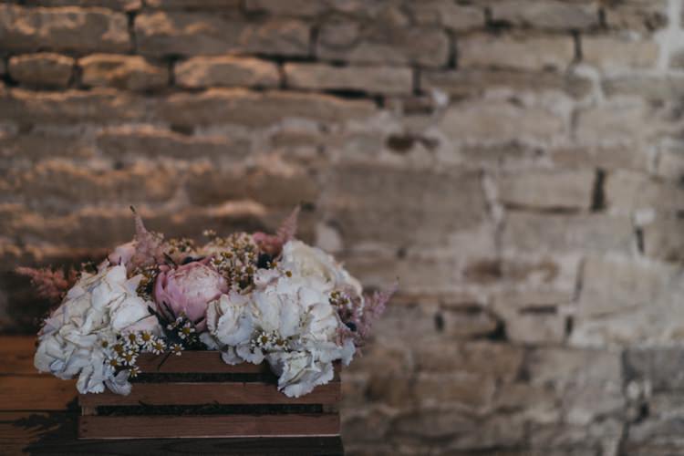 Crate Flowers Peony Hydrangea Eclectic Cool Glam Barn Wedding http://luciusfoxphotography.com/ http://www.stevebridgwoodphotography.co.uk/