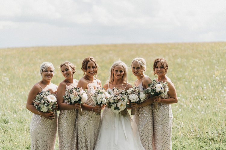 Long Gold Sequin Bridesmaid Dresses Eclectic Cool Glam Barn Wedding http://luciusfoxphotography.com/ http://www.stevebridgwoodphotography.co.uk/