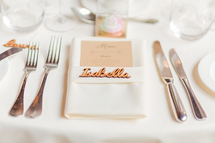 Wooden Laser Cut Place Name Setting Pretty Light English Country Garden Wedding http://kerriemitchell.co.uk/